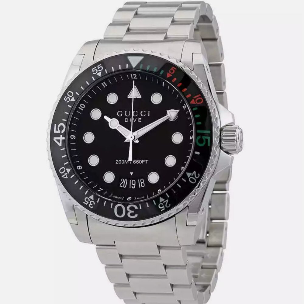 Gucci Dive XL Black Dial Stainless Steel Men's Watch